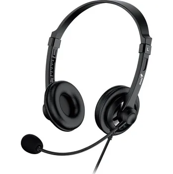 Elektronika Genius HS-230U Headset, náhlavní, drátový, s mikrofonem, ovládání hlasitosti, délka kabelu 2,4m, USB, černý 31710021401