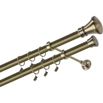 Garnýž kovová 220 cm dvouřadá - dvojitá 25/25 rýhovaná Žezlo Mosaz