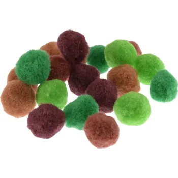 Bambulky plyšové 3cm mix barev, Green/Brown, 20ks
