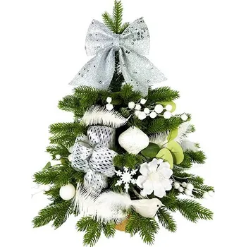 Vánoční stromek LAALU Vánoční stromek zdobený s LED osvětlením - BÍLÁ MELODIE II, 29 ks ozdob, 60 cm