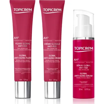 Kosmetická sada Topicrem Gift Box Topicrem AH3 Anti-Age omlazující pleťové sérum pro první vrásky 30 ml + Topicrem AH3 Anti-Age hydratační a posilující fluid proti vráskám 40 ml + Topicrem AH3 Anti-Age hydratační pleťový krém proti vráskám 40 ml
