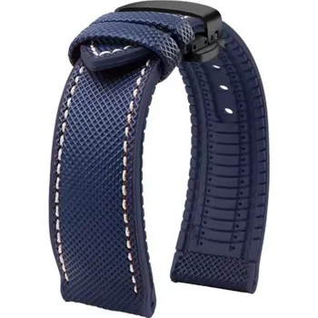 Řemínek na hodinky Řemínek gumový s černou motýlovou sponou - modrý - 22 mm + 5 let záruka a dárek ZDARMA