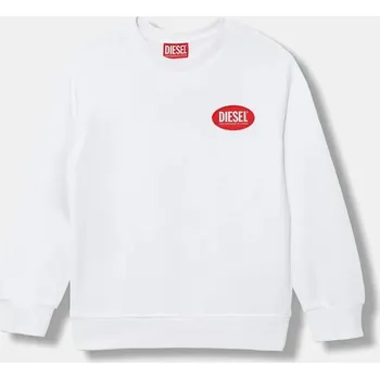 Chlapecká mikina Dětská bavlněná mikina Diesel SPATCH OVER SWEAT-SHIRT bílá barva, s aplikací, J02482 00X, vel. 132