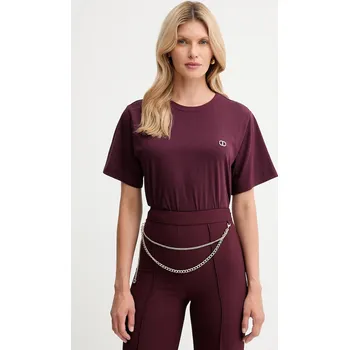 Dámské tričko Bavlněné tričko Twinset dámské, vínová barva, 252TP2057 93X, vel. S