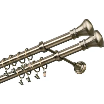 Garnýž kovová 210 cm dvouřadá - dvojitá 25/25 Žezlo double Mosaz