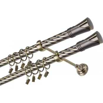 Garnýž kovová 230 cm dvouřadá - dvojitá 25/25 kroucená Duncan double Mosaz