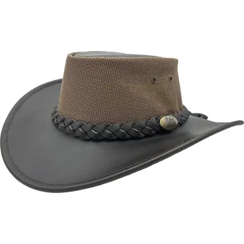 Klobouk Jacaru Dingo Koolaroo – hnědý letní australský klobouk s koženou krempou a prodyšnou korunou Velikost: 54.5/55cm (S)