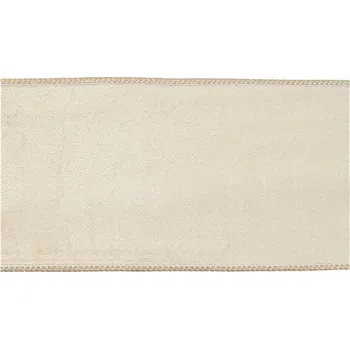 Vánoční dekorace LAALU Stuha - luxusní, sametová/krémová, 10 cm x 9 m