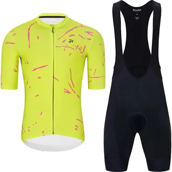 cyklistický dres HOLOKOLO Cyklistický krátký dres a krátké kalhoty - PASSION - žlutá/růžová