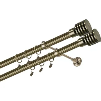 Garnýž kovová 130 cm dvouřadá - dvojitá 25/25 rýhovaná Talarki double Mosaz