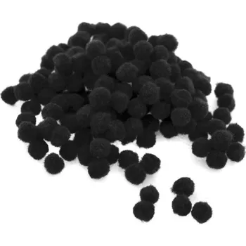 Bambulky plyšové 1cm černé, 100ks