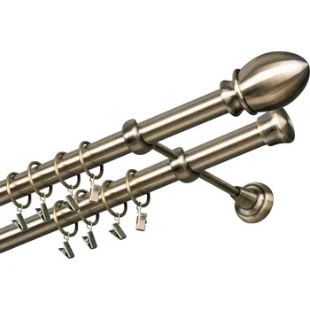 Garnýž kovová 220 cm dvouřadá - dvojitá 25/25 Belluno Mosaz