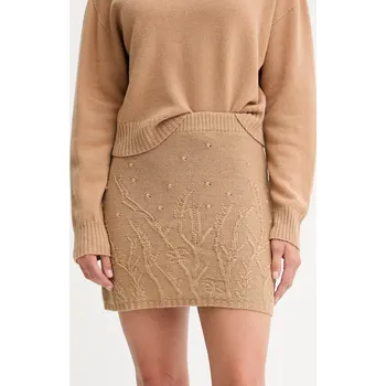 Dámská sukně Sukně s příměsí vlny Twinset hnědá barva, mini, pouzdrová, 252TP3334 82X, vel. M