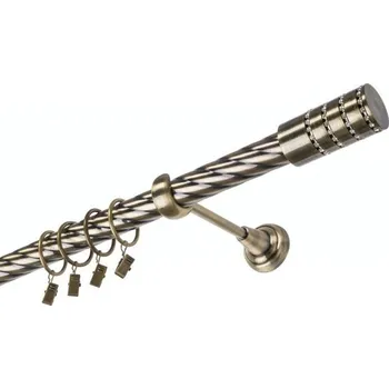 Garnýž kovová 380 cm jednořadá 25 kroucená Cylinder crystal mosaz