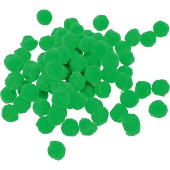 Vánoční dekorace Bambulky plyšové 1,5cm tm.zelené, 50ks