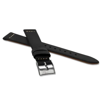 Řemínek na hodinky LAVVU Černý zúžený řemínek RETRO z luxusní kůže Top Grain - 18 LSVUB18