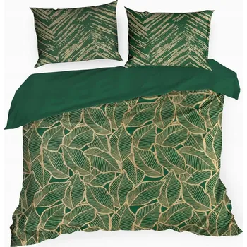 Povlečení Povlečení 220x200 bavlněný satén zelené s metalickými vlákny