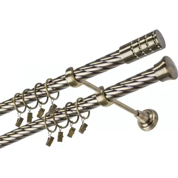 Garnýž kovová 200 cm dvouřadá - dvojitá 25/25 kroucená Cylinder crystal Mosaz