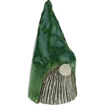 Zahradní dekorace Keramický trpaslík zelený 15,5 cm (Keramická figurka trpaslíka)