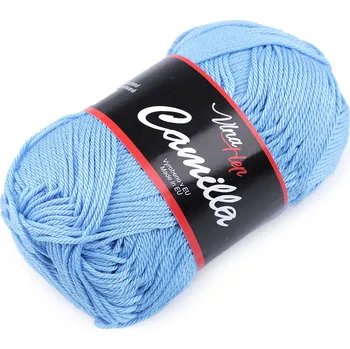 Příze Bavlněná pletací příze Camilla 50 g modrá nebeská 1 ks