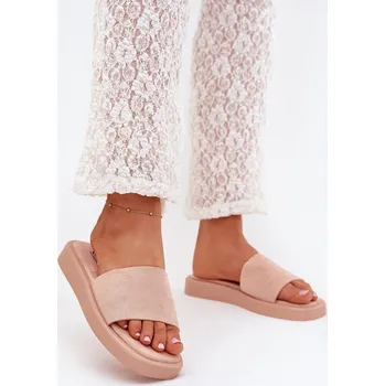 Dámské pantofle Dámské Pantofle Na Platformě Z Eko Semiše Jorina Barva: Růžová, Velikost: 37