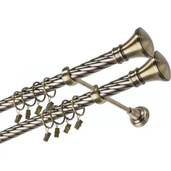 Garnýž Garnýž kovová 480 cm dvouřadá - dvojitá 25/25 kroucená Žezlo double Mosaz