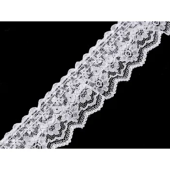 Volánek krajkový dvojitý šíře 40 mm, barva bílá