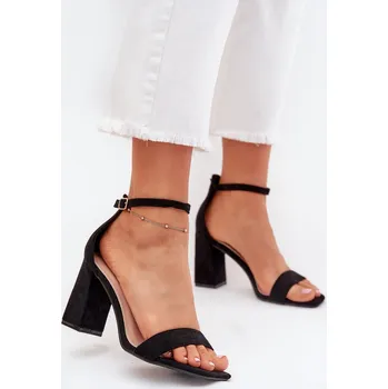 Dámské sandále Dámské Sandály Na Podpatku Z Eko Semiše Elirae Barva: Černá, Velikost: 39