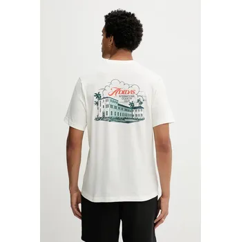 Bavlněné tričko adidas Country Club Scenic Graphic Tee JN2512 béžová 01X, vel. L