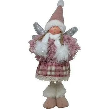 Vánoční dekorace GOBA Vánoční dekorace - andělka stojící růžová, 40 cm