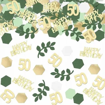 Party dekorace Konfety 50. Narozeniny Zlaté Zelené HAPPY BIRTHDAY Oslava Jubilea