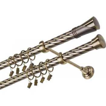 Garnýž kovová 380 cm dvouřadá - dvojitá 25/25 kroucená Duncan Mosaz