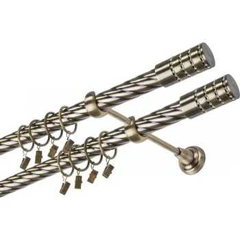 Garnýž kovová 420 cm dvouřadá - dvojitá 25/25 kroucená Cylinder crystal double Mosaz