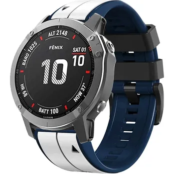 Řemínek na hodinky Double silicon Garmin QuickFit řemínek 26mm - Bílo/Modrý IR-AWGW-0290