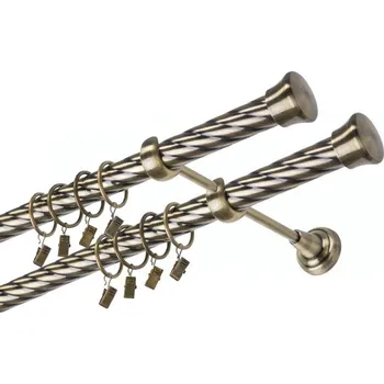 Garnýž kovová 400 cm dvouřadá - dvojitá 25/25 kroucená Fulda double Mosaz