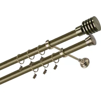 Garnýž kovová 280 cm dvouřadá - dvojitá 25/25 rýhovaná Talarki Mosaz