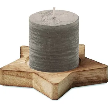 Svíčka Svíčka s dřevěným stojánkem Lotus - Šedá