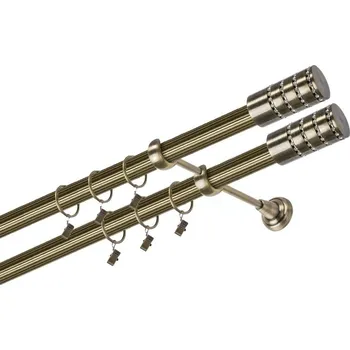 Garnýž kovová 190 cm dvouřadá - dvojitá 25/25 rýhovaná Cylinder crystal double Mosaz