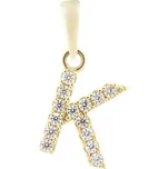 Přívěsek zlatý Písmeno K se zirkony