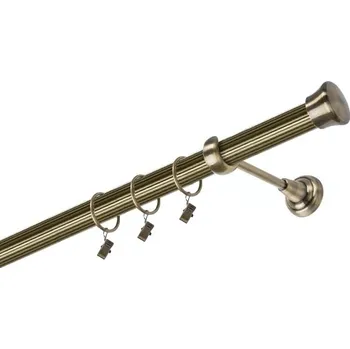 Garnýž kovová 300 cm jednořadá 25 rýhovaná Fulda mosaz