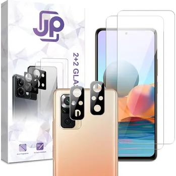 JP Combo pack, Sada 2 tvrzených skel a 2 sklíček na fotoaparát, Xiaomi Redmi Note 10 Pro