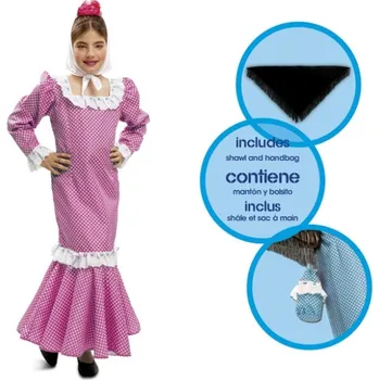 Karnevalový kostým Dětský kostým Madridská dívka růžová, Pro věk (roků) 7-9, VI02149x