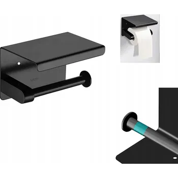 DRŽÁK TOALETNÍHO PAPÍRU 304 S POLIČKOU Matná černá KOUPELNOVÝ VĚŠÁK