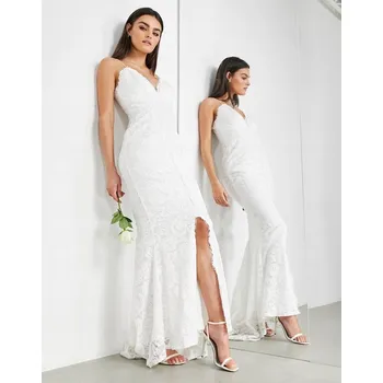 Dámské šaty Asos svatební šaty na špagetová ramínka, délka až na zem, velikost 36