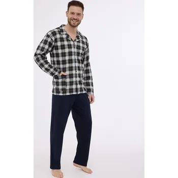 Pánské pyžamo Pyžamo Cornette dlouhé propínací 114 Velikost: M, Vzor: 114075