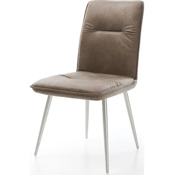 Jídelní židle DELIFE Jídelní židle Vinjo-Flex mikrovlákno taupe vintage 4-nohá zúžená nerezová ocel