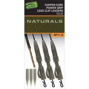 FOX - Montáž Edges Naturals Copper Core Power Grip Lead Clip Leaders 75 cm 3 ks