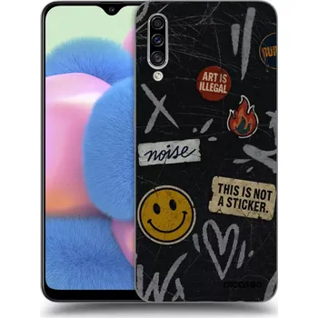 Pouzdro na mobilní telefon Picasee silikonový černý obal pro Samsung Galaxy A30s A307F - STICKERS x TAGS