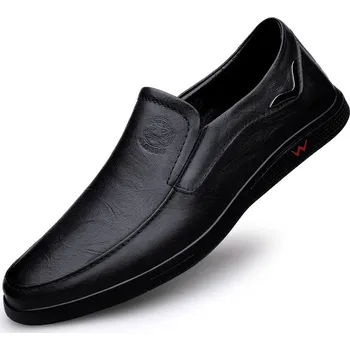 Pánské mokasíny Pánské kožené slip-on mokasíny s gumovou podrážkou Barva: Černá, Velikost: 41