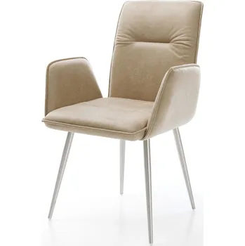 Jídelní židle DELIFE Jídelní židle Vinja-Flex mikrovlákno béžová vintage 4-nohá zúžená nerezová ocel